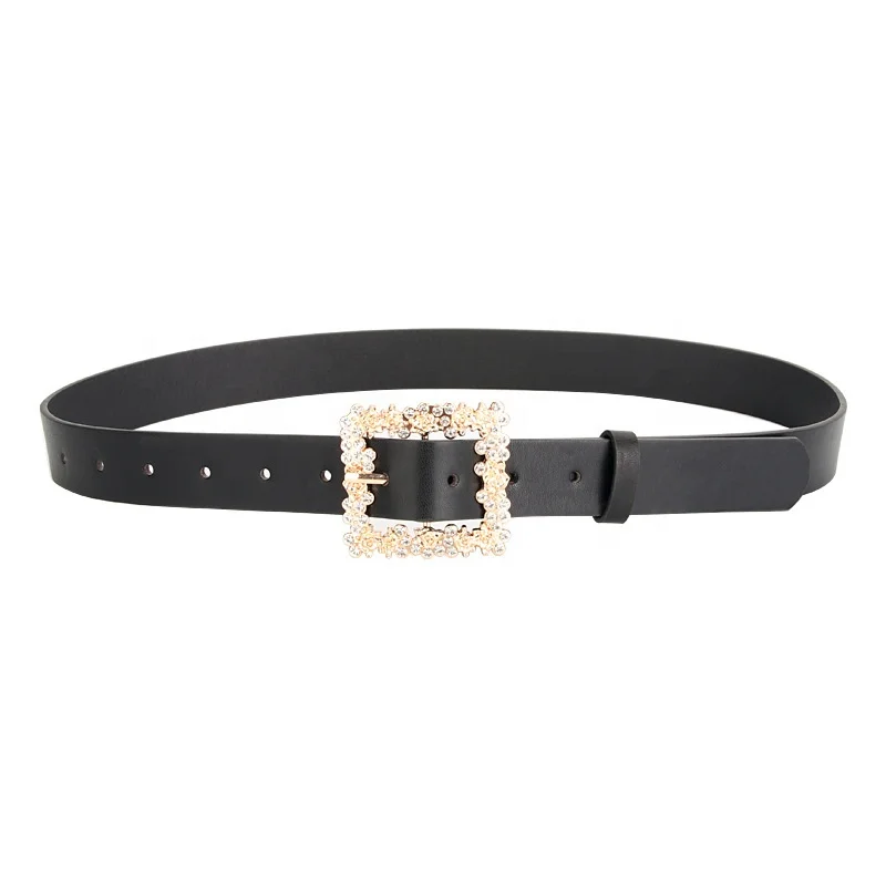 Alloy Square Buckle Belts for Women PU Leather Waist Belts Ladies Waistband for Jeans