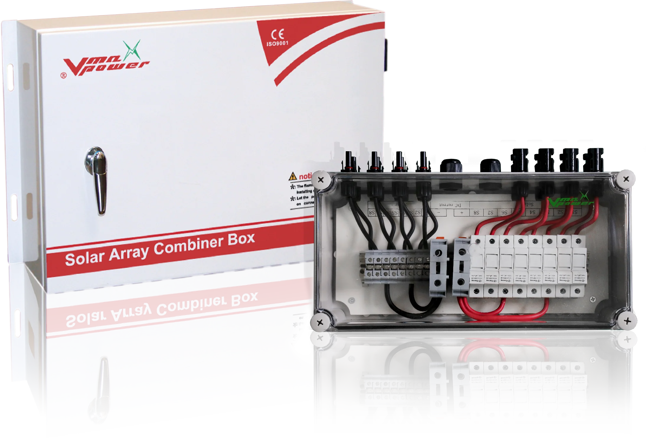 Vmaxpower PV DC  Combiner Box,2in1out, 8in1out,16in1out, IP65 Waterproof, Junction Box For Solar Panels with SPD GND