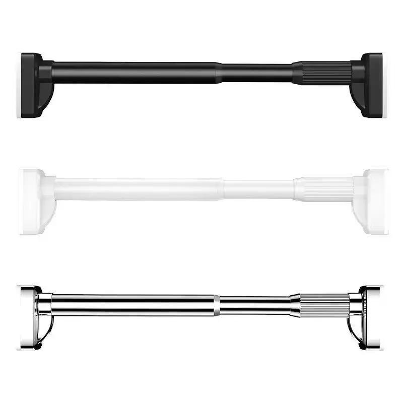Adjustable 32mm Single Large Base Metal Curtain Poles Non-Fall Spring Tension Shower Rod Telescopic Extendable Telescopic