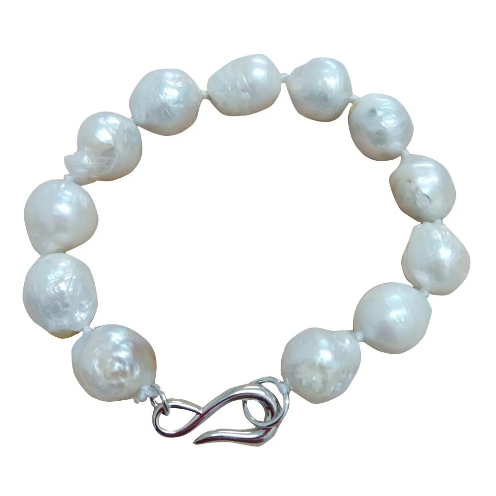 Большой браслет из натурального пресноводного жемчуга в стиле барокко, 11-13 мм Бусины с узлом