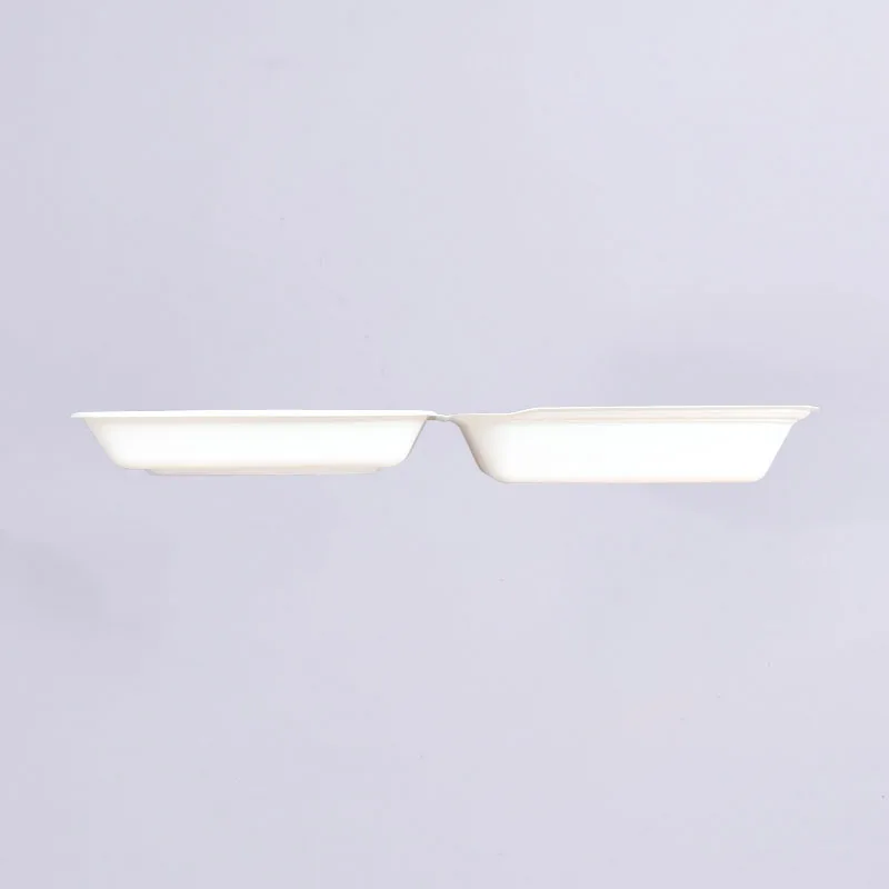 disposable bagasse food container 9' 3-Compartment Clamshell