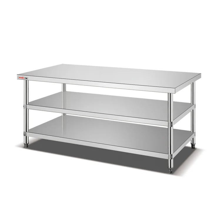 Wholesale stainless steel work table restaurant kitchen equipment hamburger fried chicken breading working table