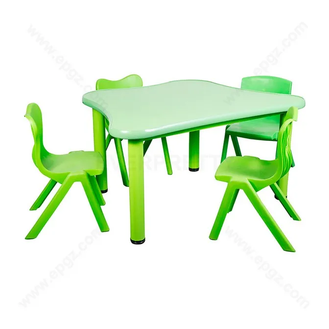Kindergarten Furniture 4 Seat Kids Fixed Butterfly Shape Table and Chair (1600187882579)