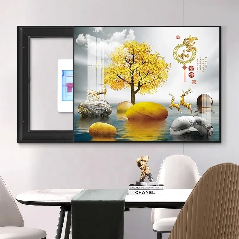 Electric meter box decorative painting modern luxury crystal porcelain wall art living room home decoration