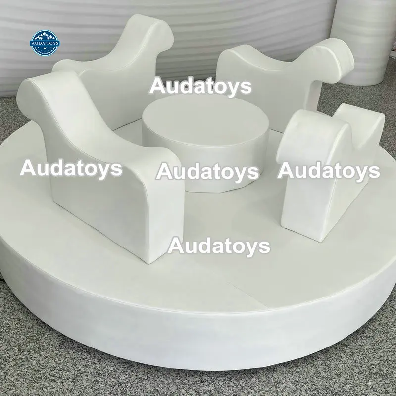 White Kids Indoor Playground Equipment Soft Play Merry Go Round