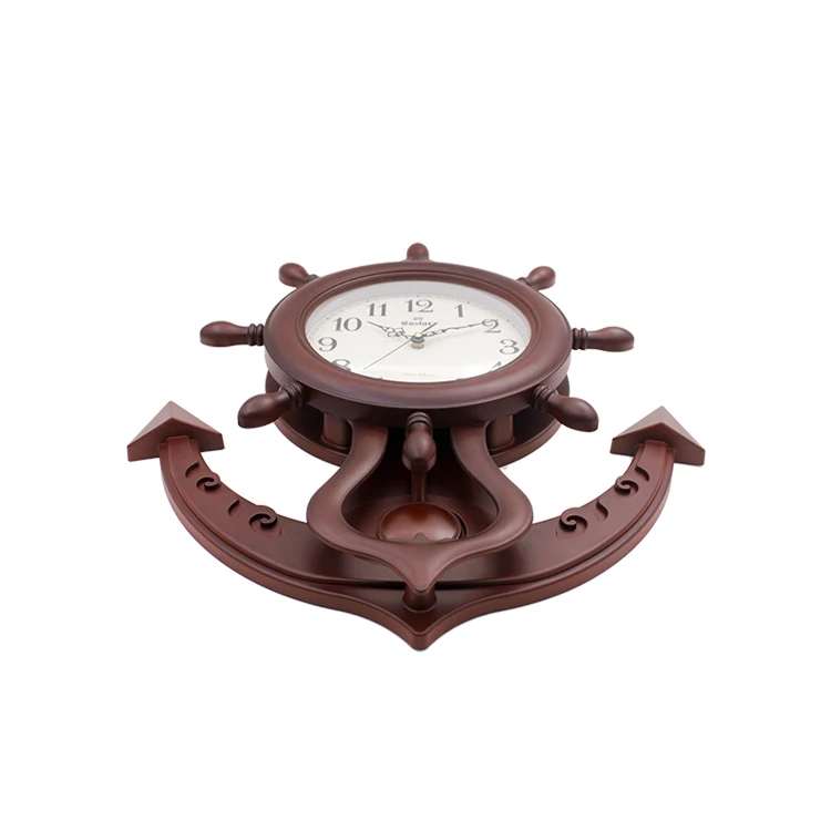 
Wholesale New European creative ship rudder type plastic silent sweeping swing wall clock 
