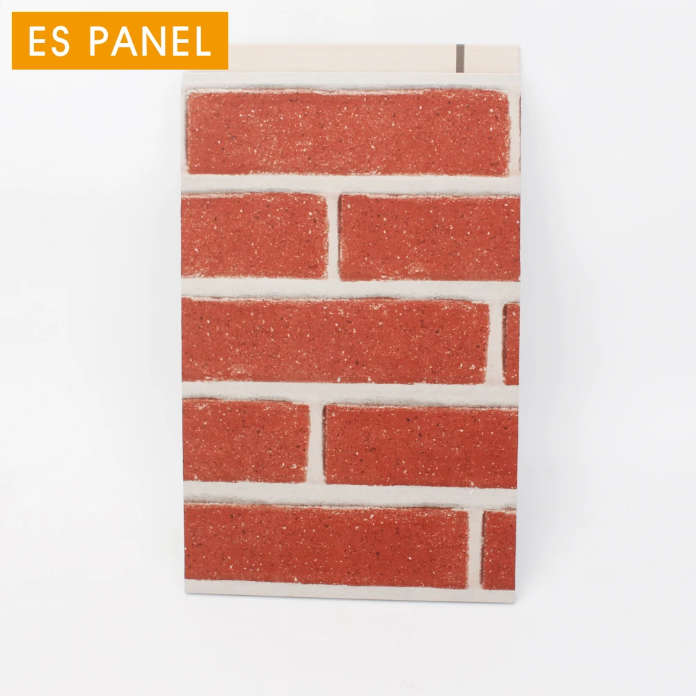 Панель ES, кирпичная внешняя стеновая панель, Полиуретановая пенопластовая Изолированная декоративная металлическая обшивка, декоративная металлическая обшивка