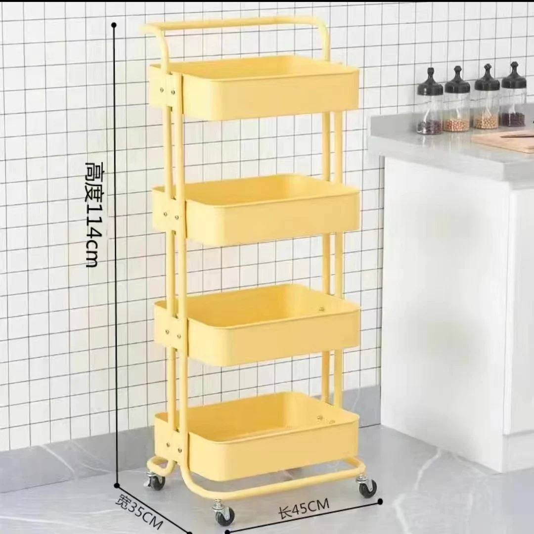 stainless steel kitchen storage rolling electric trolley cart organizer metal kitchen storage cart 4 Tier with wheels