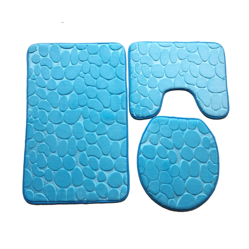 3Pcs/set Bathroom Mat Set Flannel Anti-Slip Kitchen Bath Mat Carpet Bathroom Toliet Rug Washable Tapete Banheiro
