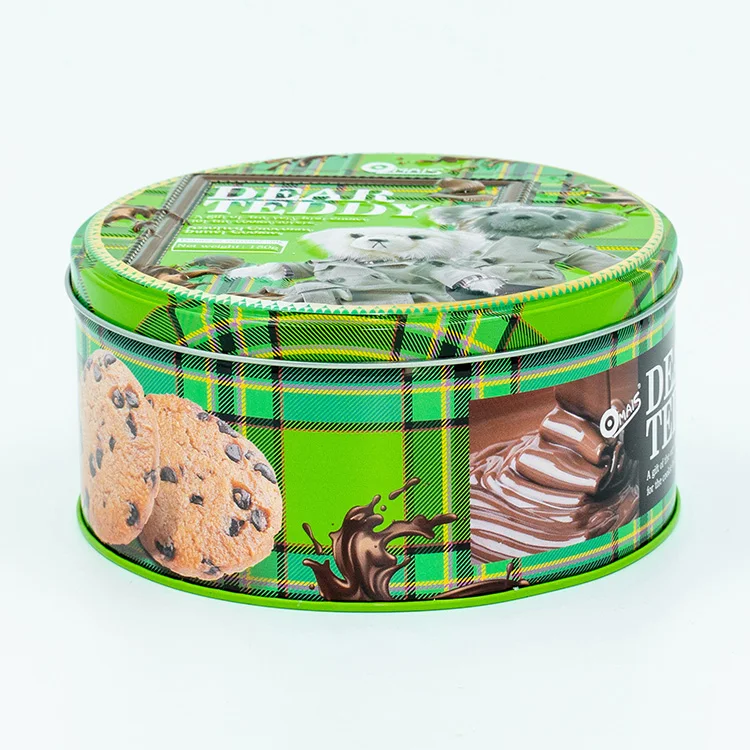 
Пользовательская круглая жестяная банка для печенья, оптовая продажа, жестяная коробка для упаковки печенья 