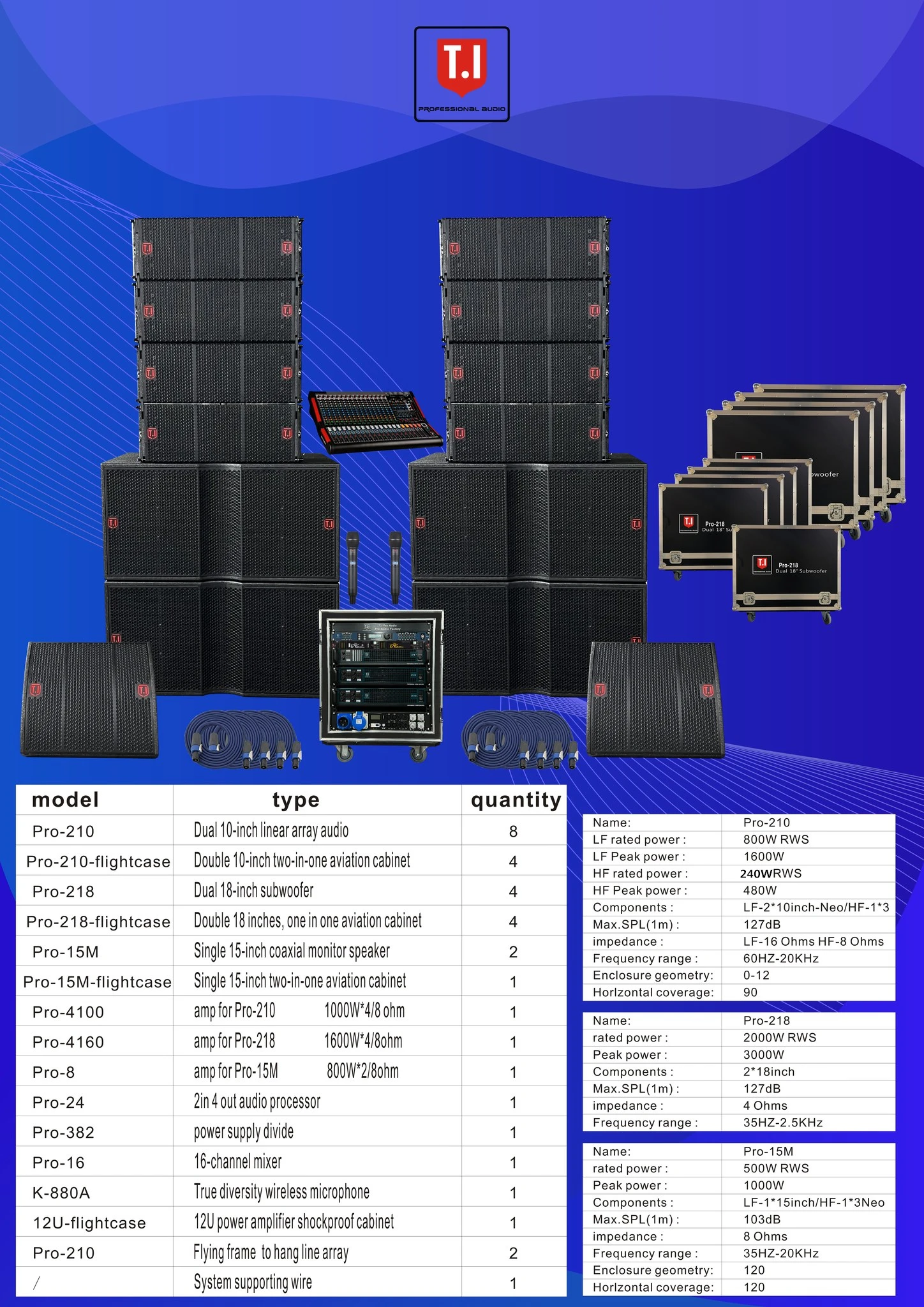High Quality 800W Pro210 Church DJ Sound System 10-Inch Line Array Speaker Audio System Sound