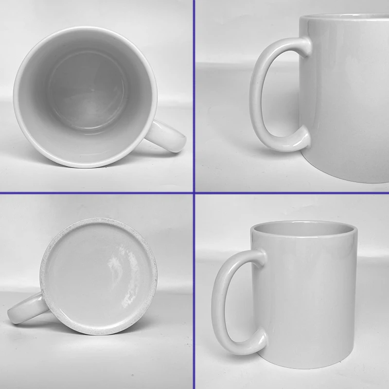 2022 US Wholesale  Sublimation 11oz White Blank porcelain Ceramic Mugs Coated Plain White Mugs for coffee tea milk