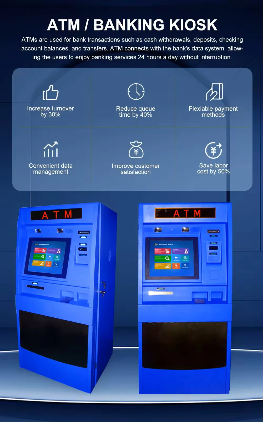 Self Service Bank Recycler ATM Machine Cash Deposit Note Dispenser ATM Machine