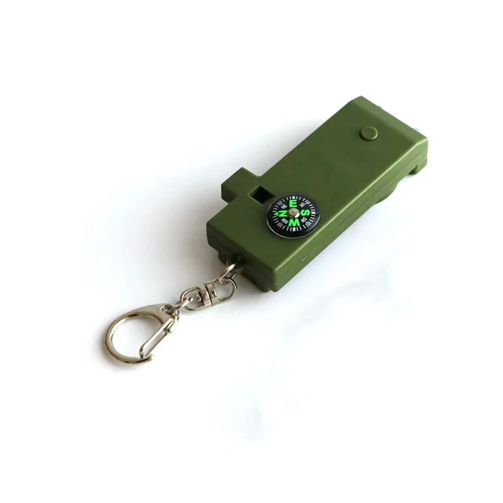 Outdoor Portable Camping Emergency Multifunction  compass 5 In 1 Whistle key chain
