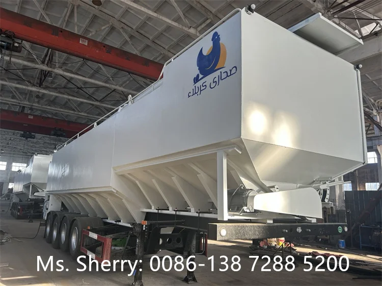 60M3 Farm Poultry Bulk Feed Trailer 4 Axle Electric Discharge Bulk Feed Tank Trailer