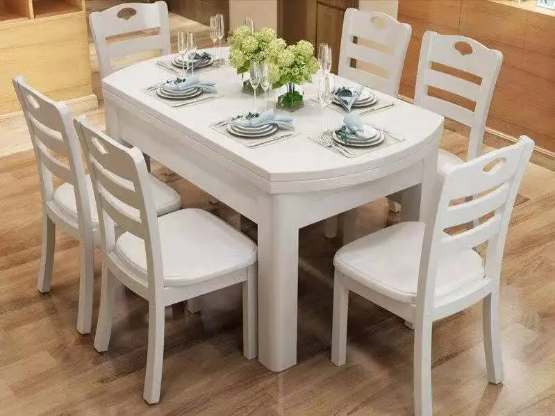Dining chair dining table glass marble dining table set Nordic luxury modern home rock plate combination factory wholesale