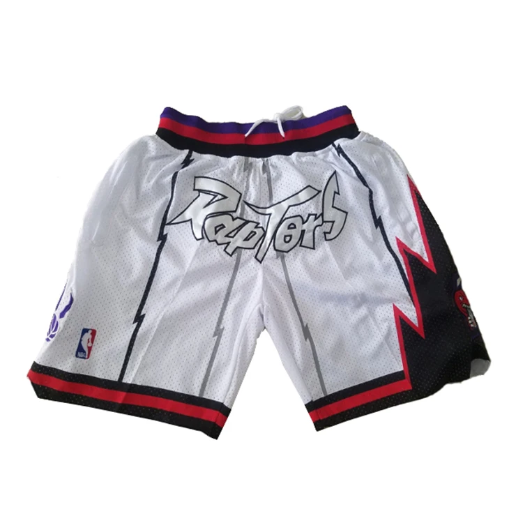 
Wholesale USA US NBA- Team Breathable Custom Vintage Raptors Just Don Embroidered Pocket Basketball Shorts 