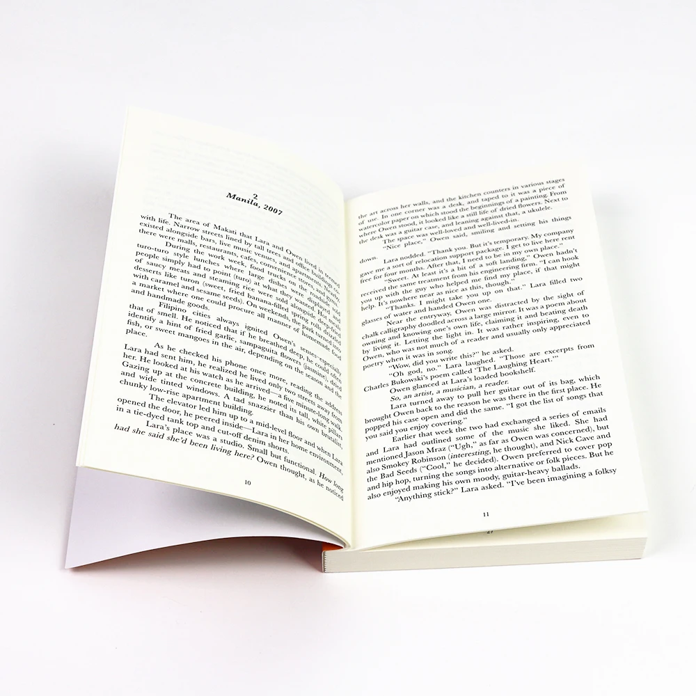 Cream paper black and white paperback book printing soft cover