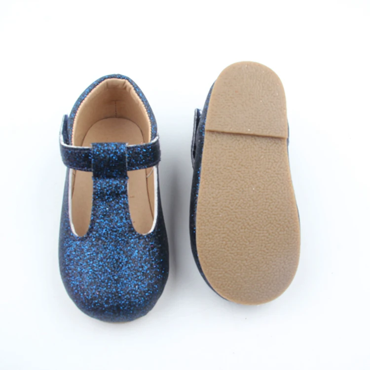 BEIBEINOYA Glitter Cotton T Bar Hook And Loop Sizes 5 To 9 Children School Shoe Kids Party Shoes For Girls