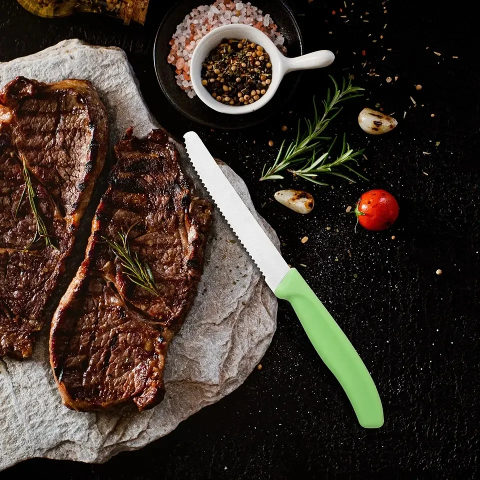 4 5 дюймов нож для стейка резки мяса приготовления с зубчатой ручкой Pp