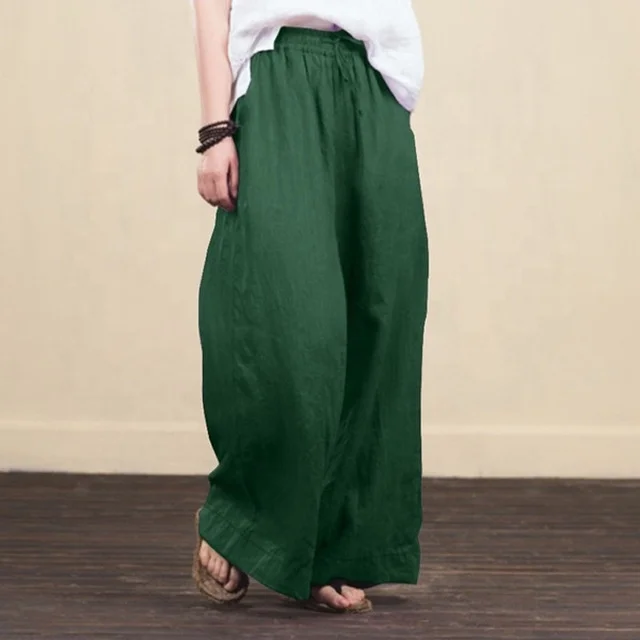 
New style loose wide leg pants temperament cotton linen trousers women 