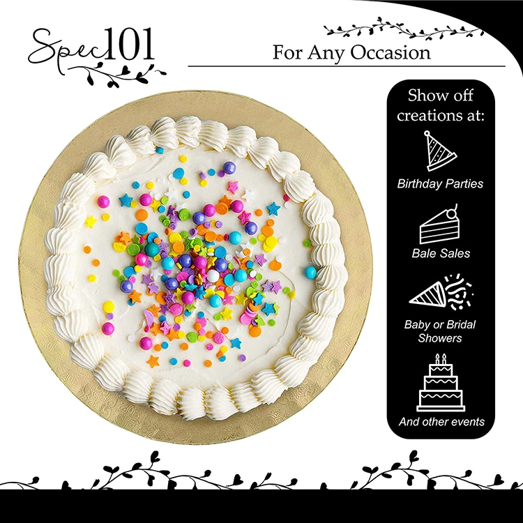 Food Grade Cardboard Base Silver Foil Cake Boards Round Paper 6 8 10 12 Inch Cake Drums Cardboard Paper or Custom Cake Bord