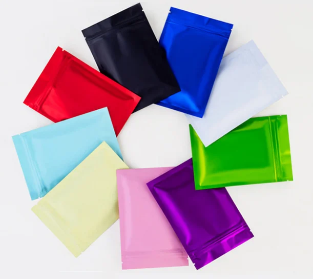 In Stock Wholesale Small Size Matte Color Plastic PET Zip Lock Bags with Zipper for Food Jewelry Milk-Black White Pink