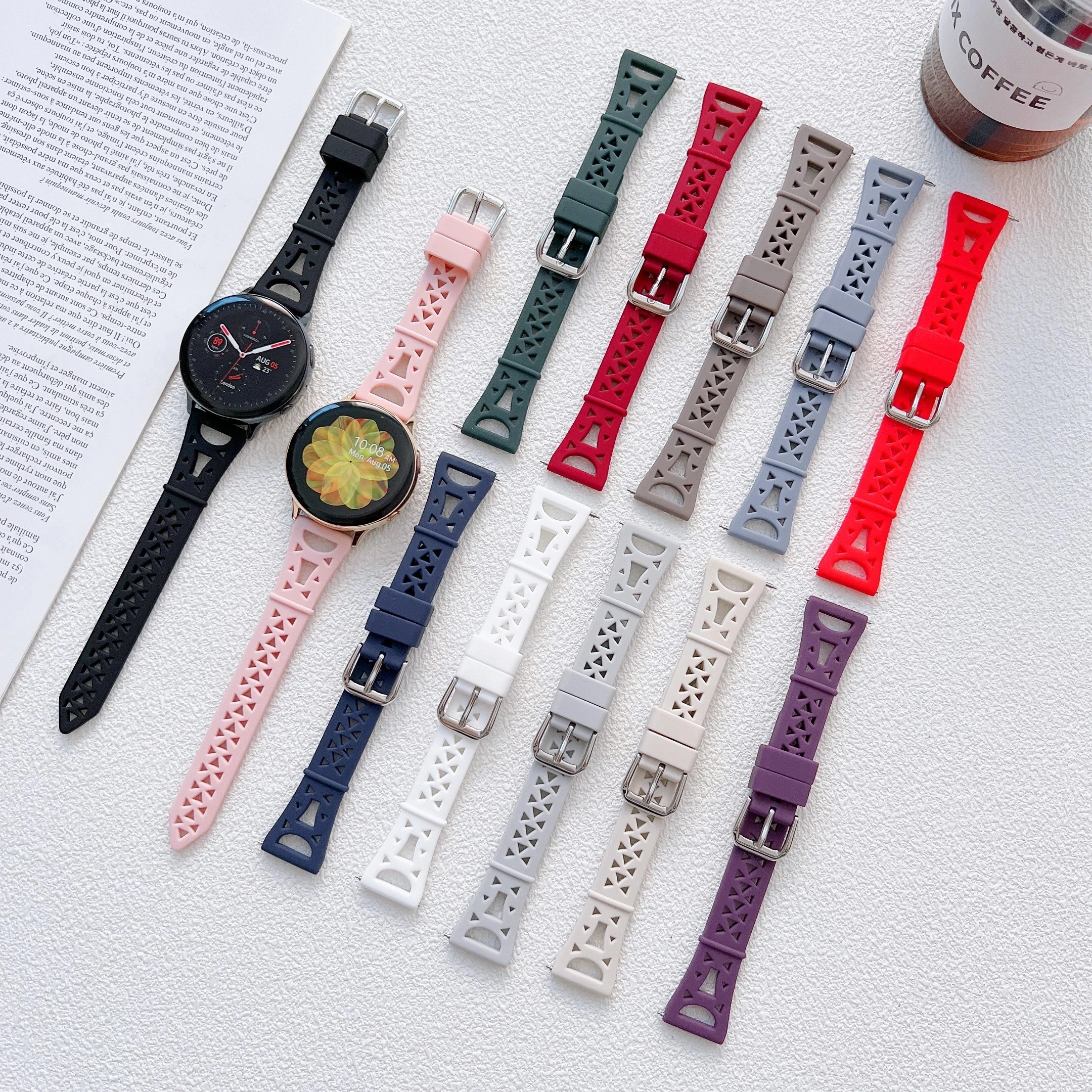 Silicone Band For Samsung Galaxy Watch 3  Watch 4 Classic 5 Pro Slim iron tower Smart Strap Galaxy Active 2