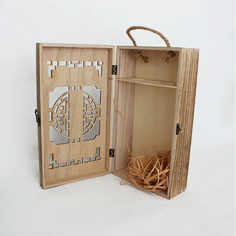  Pan Custom Logo 2 bottle personalized laser engrave wooden box for wine