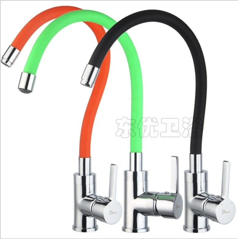 Kitchen Sink Water Tap Faucet Flexible Hose Sanitary Wares Copper with 360 Degree Swivel Colorful Rubber Ceramic CLASSIC Modern