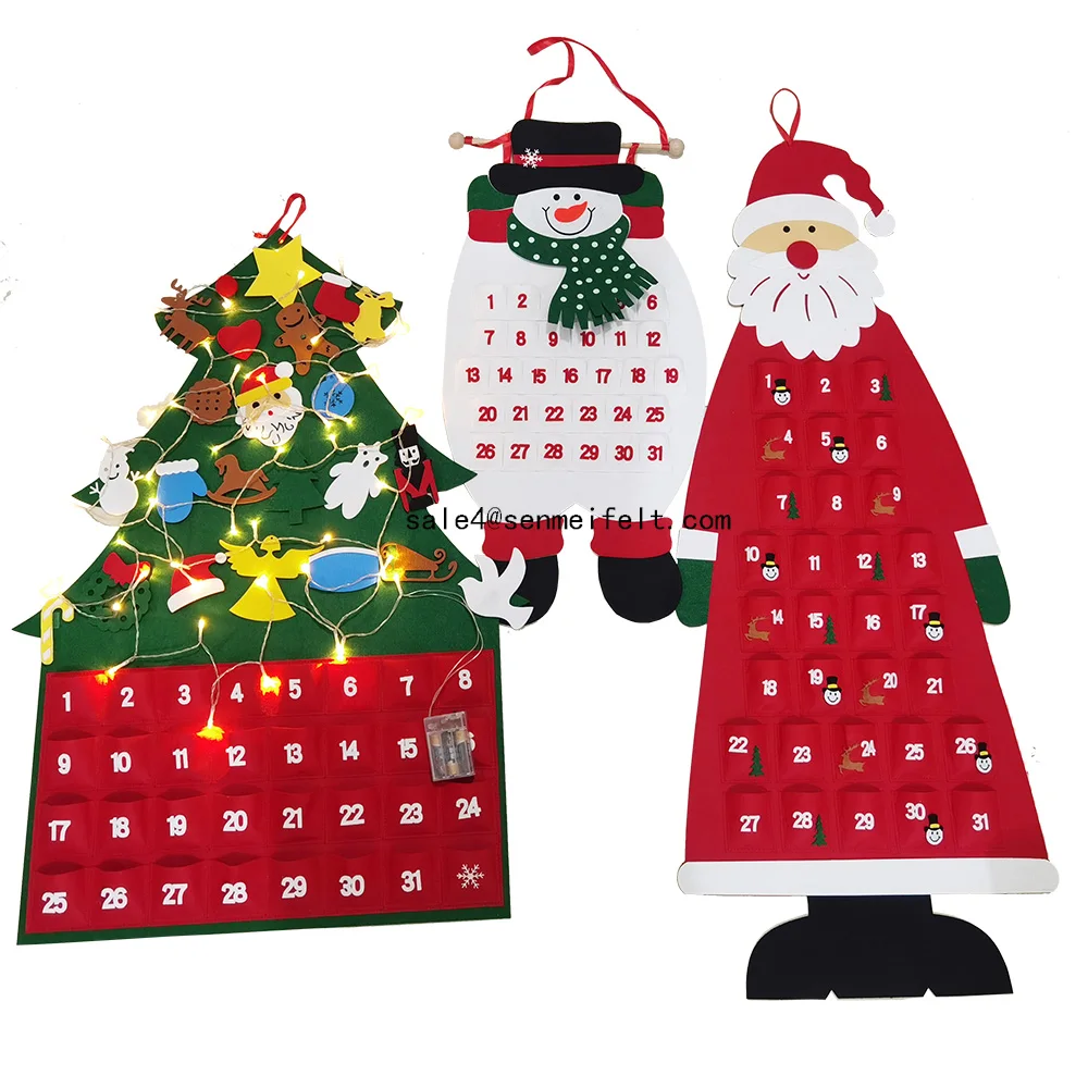 2022 new design DIY Christmas Tree Countdown Calendar Felt Christmas Tree Advent Calendar 31 Days