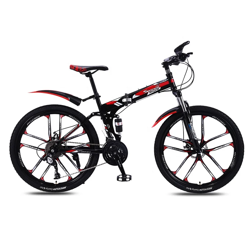 Wholesale customized OEM  full suspension Mountain Bike Carbon Steel Frame Folding Bikes  24 26 29 Inch Bicycle