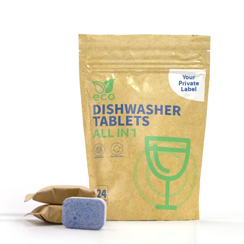 Phosphate Free Dishwasher Tablet All in 1 Functions Blue White Yellow Solid Tablet Sparking Tableware