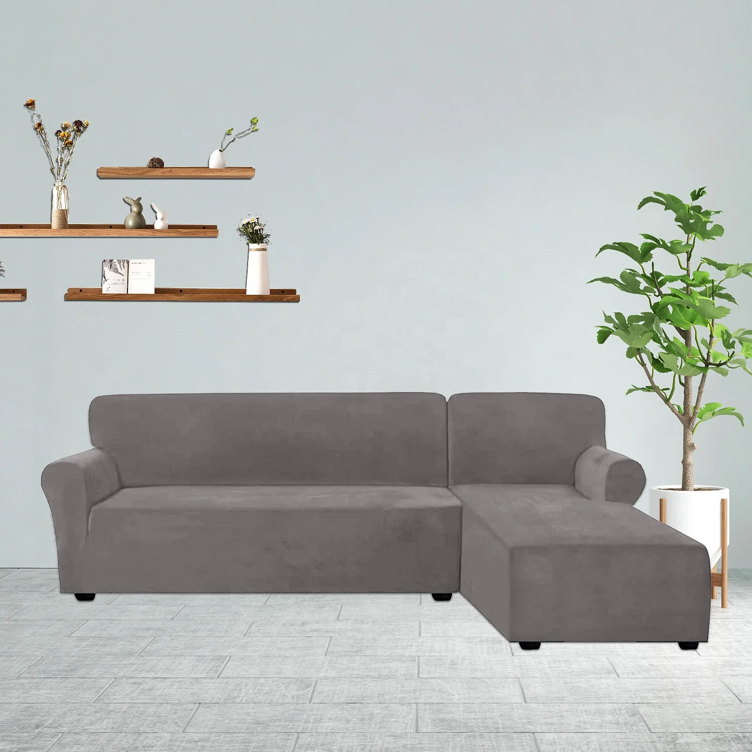 Living Room Luxury Velvet Sectional Couch Cover Right X-Large Non Slip combination L Shape Sofas Covers
