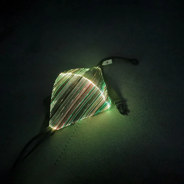 2020 Rechargeable battery 7 colors light up Led Optic Fiber rave LED luminous mask for Halloween Masquerade Party Decoration