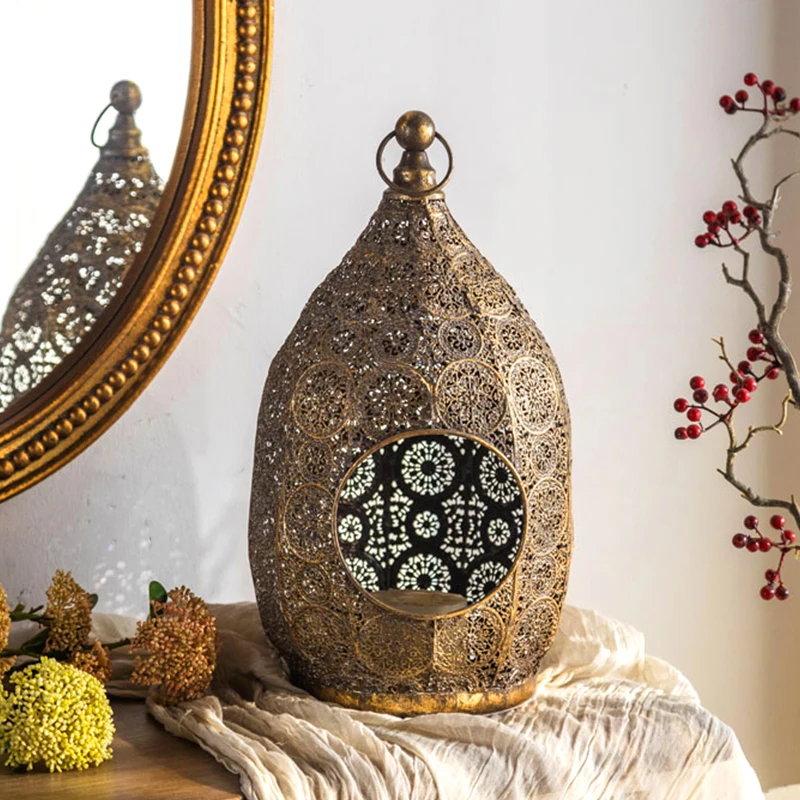 Bird Cage Rustic Golden Iron Customized Nordic Home Decoration Luxury Candlestick Holder For Candles