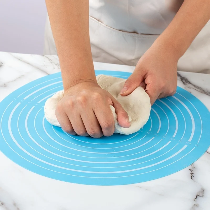 Round Food Grade Silicone Kneading Pad Thickened Large Non Slip Rolling Pad And Non Stick Baking Pad With Scale