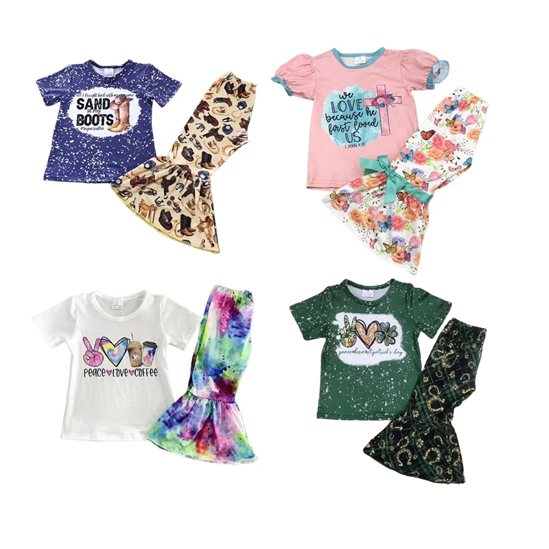 Hot selling wholesale boutique summer girls sweet and stylish top and pants