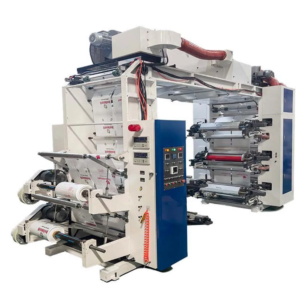 High quality 6 colour Plastic Film Stack Flexo Printing Machine Manufacturers