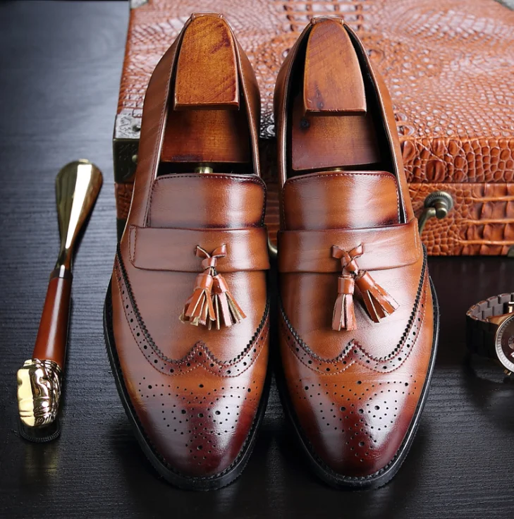 C11396a Модные мужские слипоны кожаные туфли