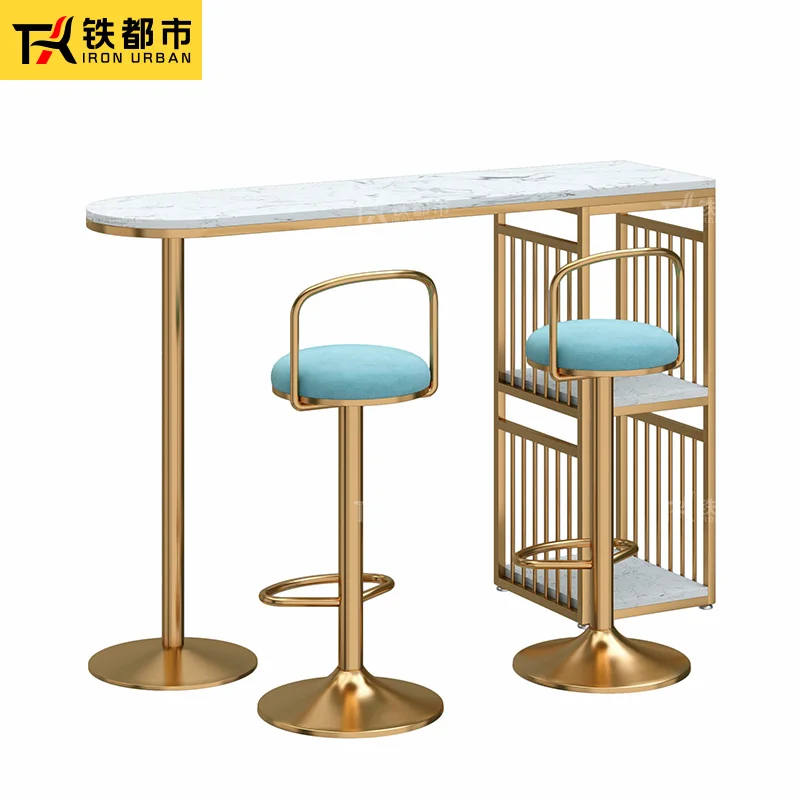 
Nordic solid wood minimalist design bar table and chair set 