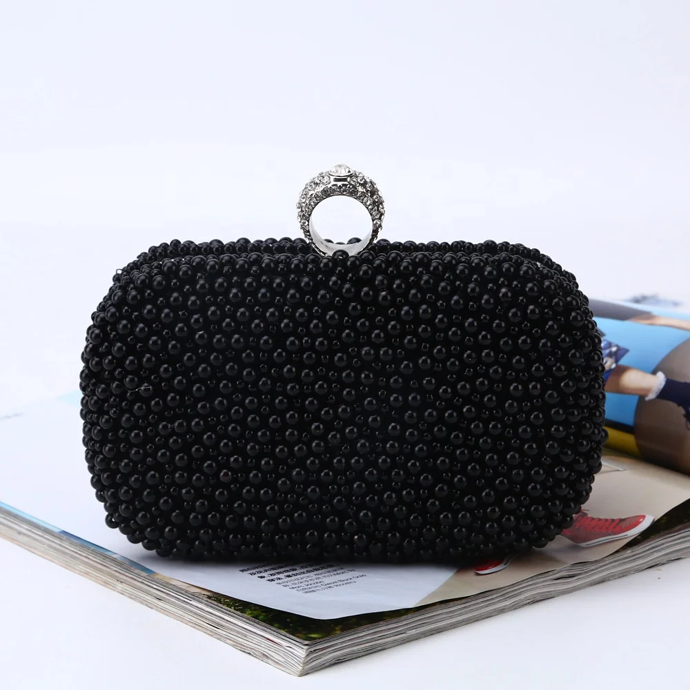 2019 Luxury Rectangle Elegant chain party Crystal pearl evening bag bridal women clutch bags