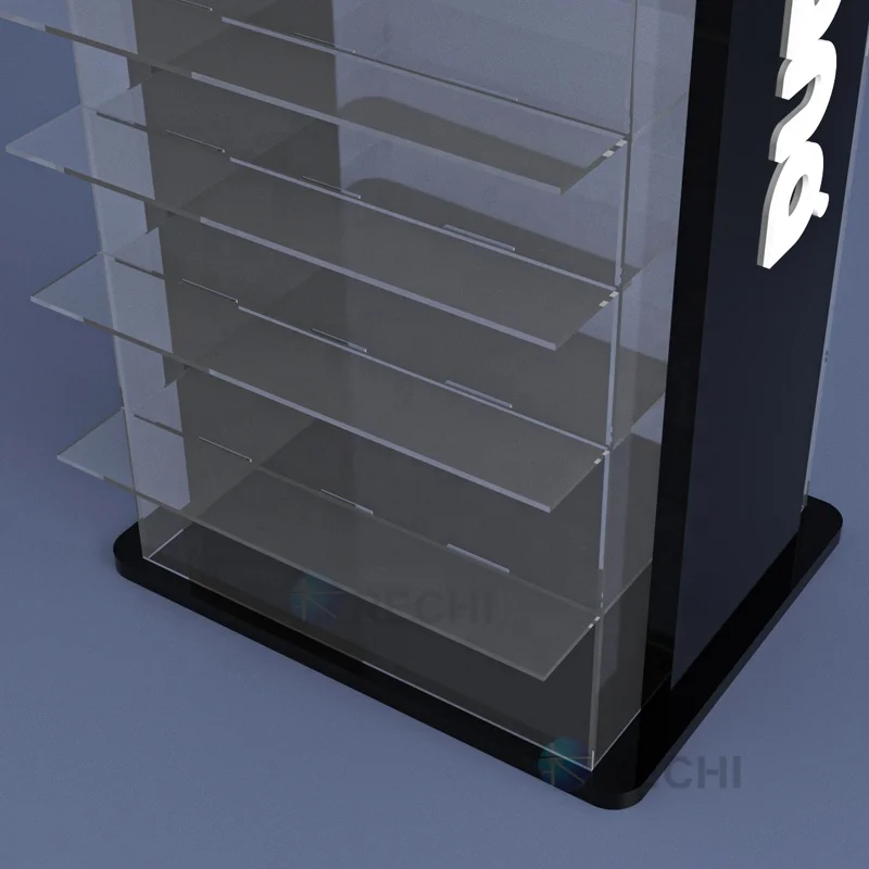 RECHI factory smo shop display rgb led light basketball sneaker keychain display rack 7 tiers acrylic keychain display stand