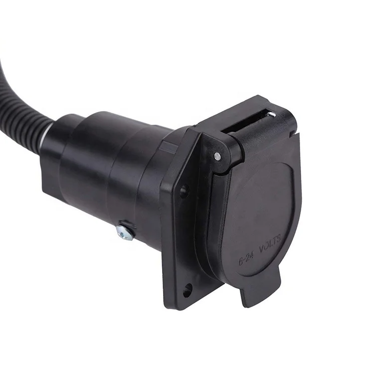 4 Wire Flat to 7 Way RV Trailer Light Plug Wire Harness Converter Adapter for Car Truck Trailer Hitch with Mounting Bracket