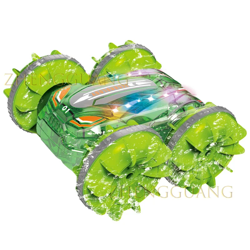 Zhengguang 2024 4WD 2.4Ghz Rotating 360 Waterproof Stunt Vehicle Amphibious Car Kids Rolling Remote Control Car