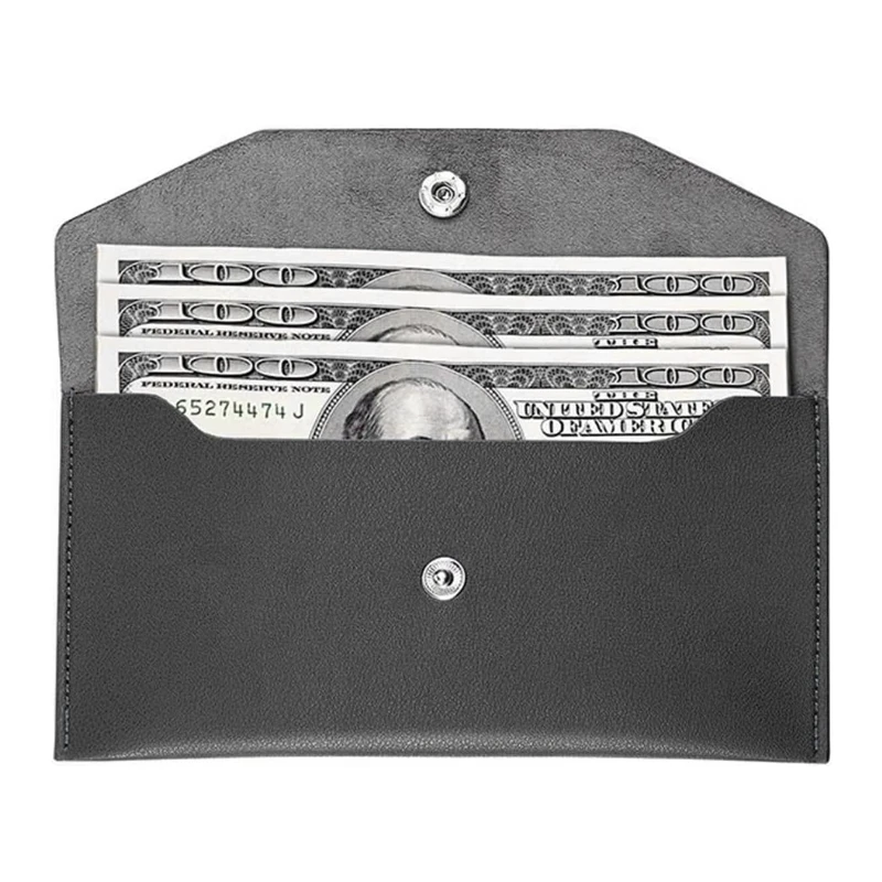 PU Leather Cash Envelope Wallet Reusable Budget Money Envelope Bag for Men and Women