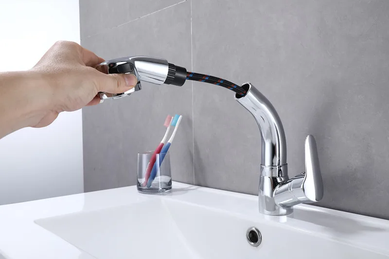 Black pull hot and cold water faucet Ceramic Modern modern kitchen faucet Kitchen mixer faucet High quality