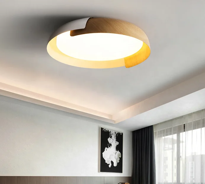 Colorful LED Ceiling Lamp For Living Room Bedroom Round aluminum Modern Wooden Led Ceiling Light