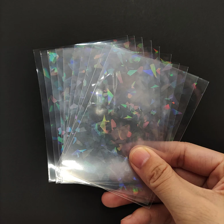 Premium Thickness Double Clear Holographic Card Sleeves Flashing Kpop PC Photocard Sleeves