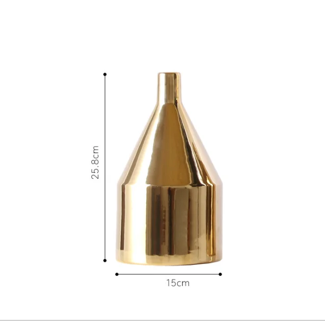  Creative electroplating gold ceramic vase three piece set of Nordic simple modern home living room ornaments